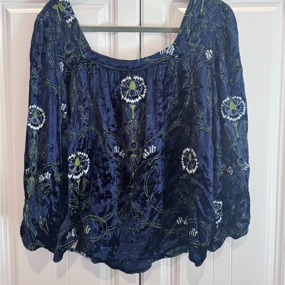 Anthropologie Blue and Light Green Detail Top - Picture 7 of 8